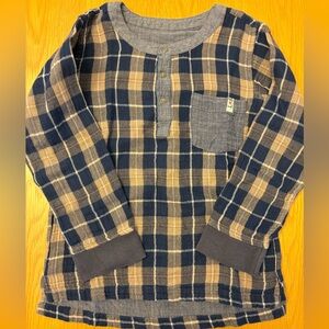 Lilly & Sid Plaid Kids Henley Reversible Shirt - size 5-6 years